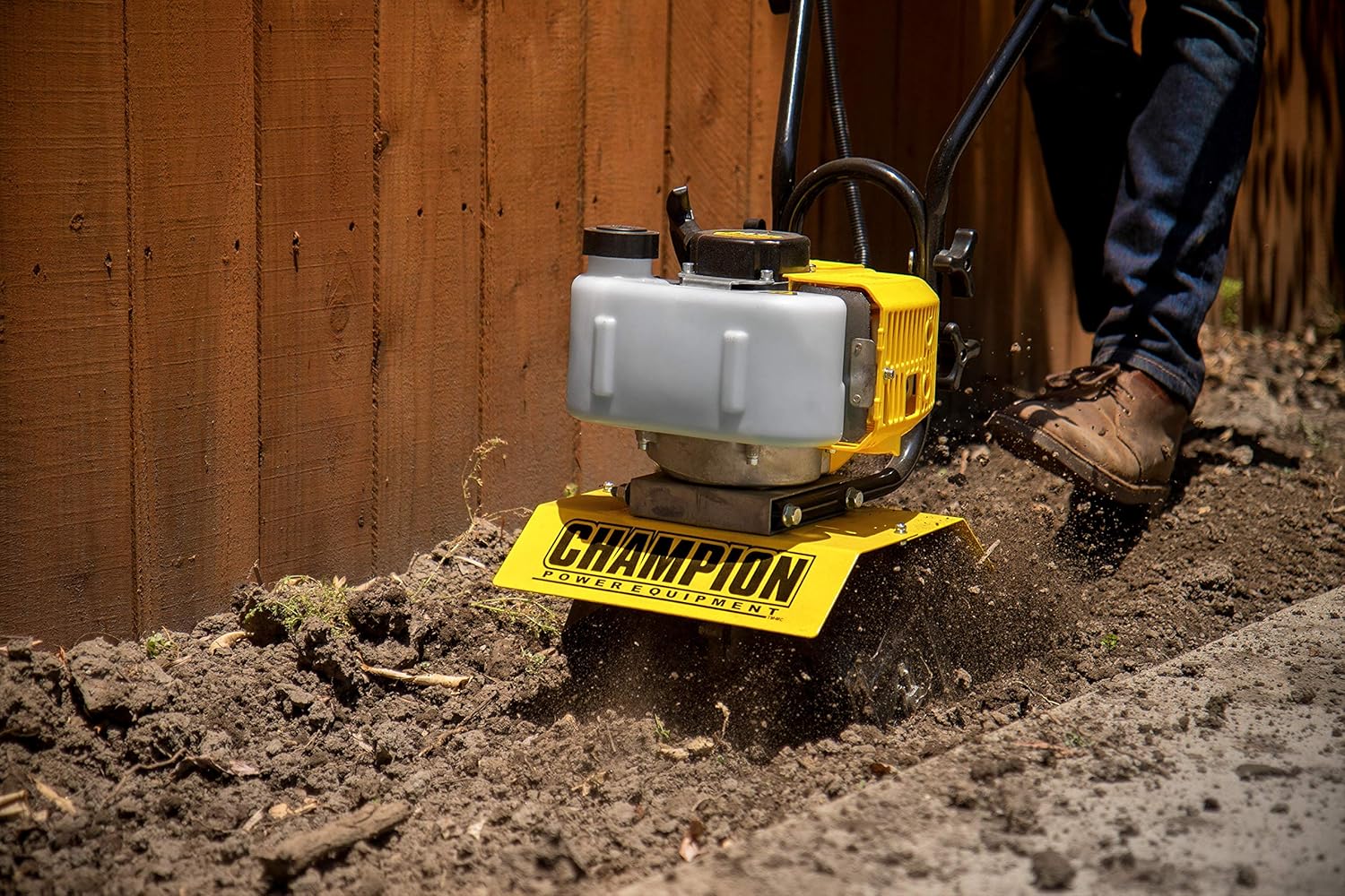 Champion Power Equipment 100882 43cc 2-Stroke Portable Gas Garden Tiller Cultivator, Adjustable Depth : Garden & Outdoor