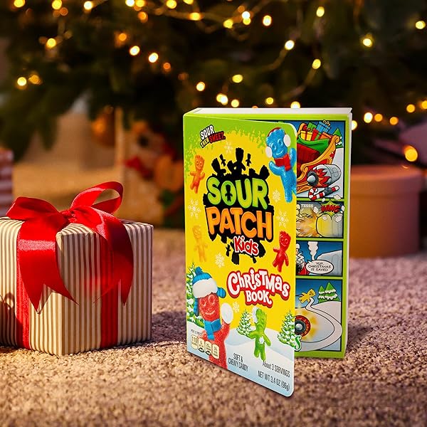 SOUR PATCH KIDS SOFT & CHEWY CANDY, CHRISTMAS STORYBOOK, STOCKING STUFFER, 3.4 OZ