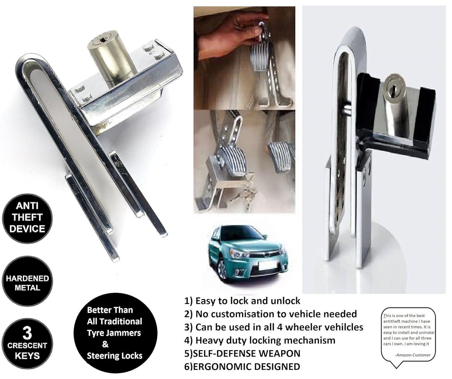 Auto Antitheft Device Clutch Lock Car Brake Stainless Strong Security