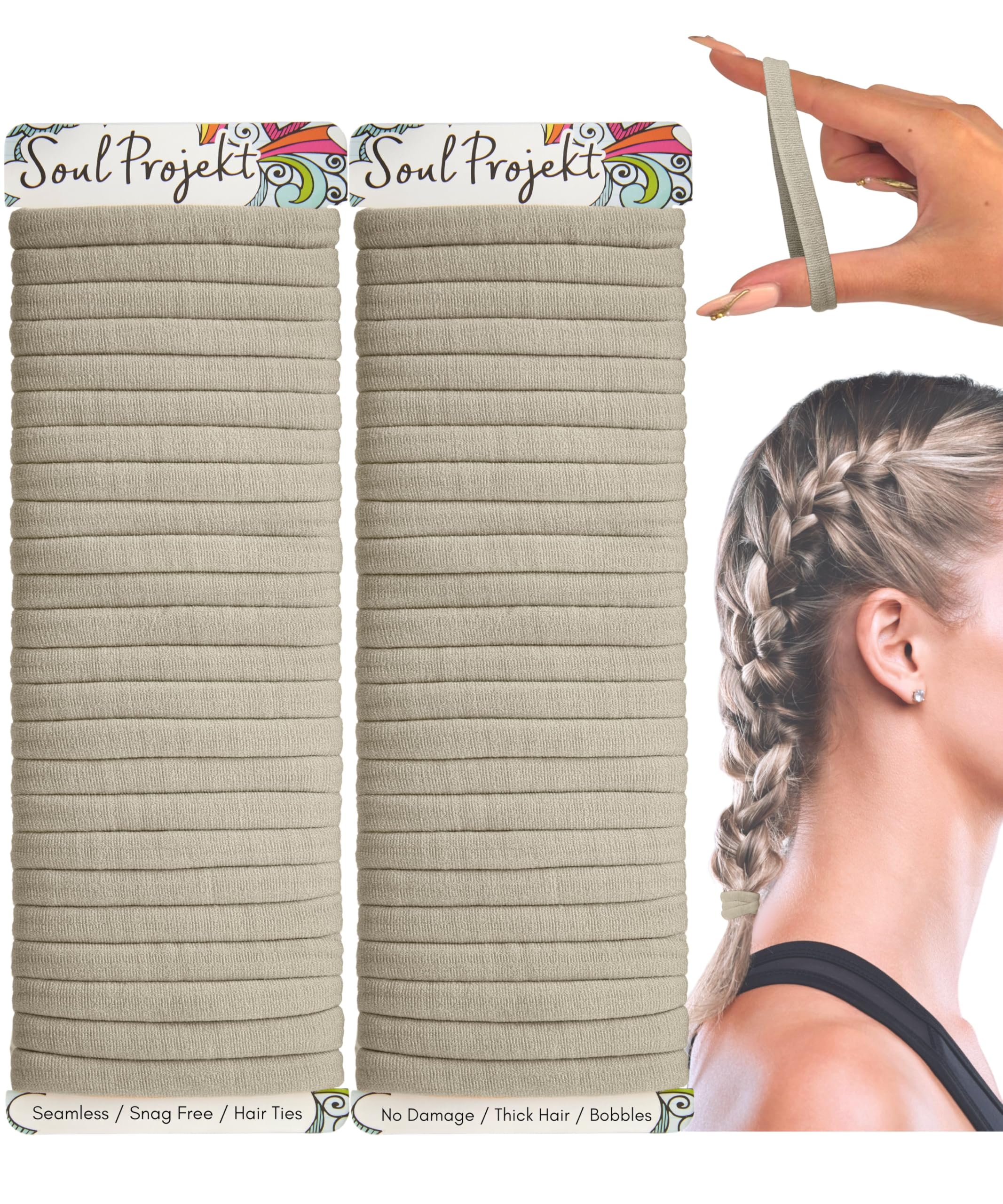 Soul Projekt Light Blonde Thick Hair Bands 50 Pack 8mm, Blonde Bobbles for Men, Ladies Hair Band, School Hair Accessories, Snag Free Kids Hair Tie — image 1