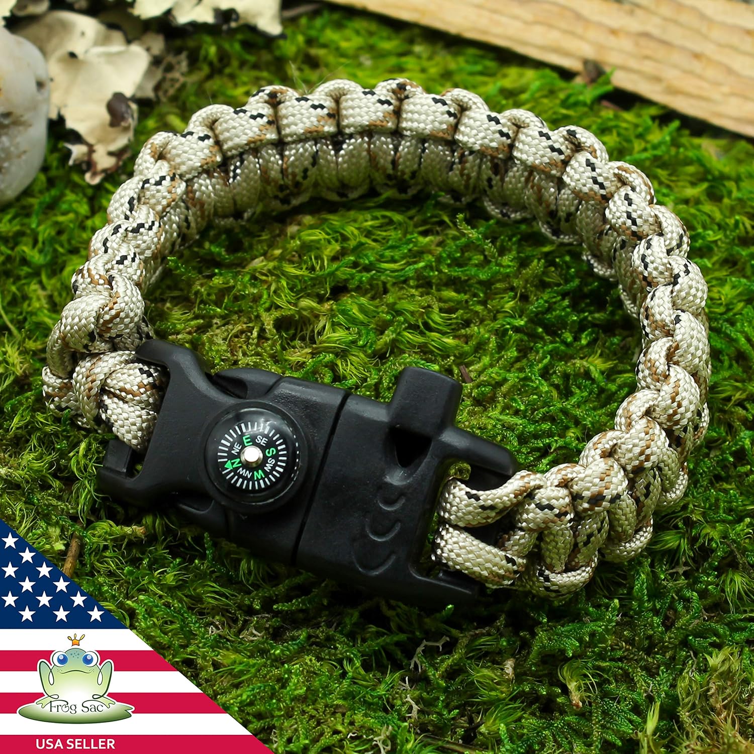 FROG SAC 3 Paracord Bracelets for Men - Camo Paracord Survival Bracelet Pack for Men with Compass, Fire Starter and Whistle - Tactical Gear Bracelets : Sports & Outdoors