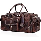 Leather Duffle Bag for Men, Overnight 21 Inch Weekender Duffel Gym Bag, Full Grain Leather Travel Carry-On Bag, Ideal for Sports, Airplane Luggage by Leather Farm