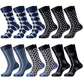 Parquet 12 Pack Dress Socks for Men- Fancy Argyle and Classic Pattern Dress Socks