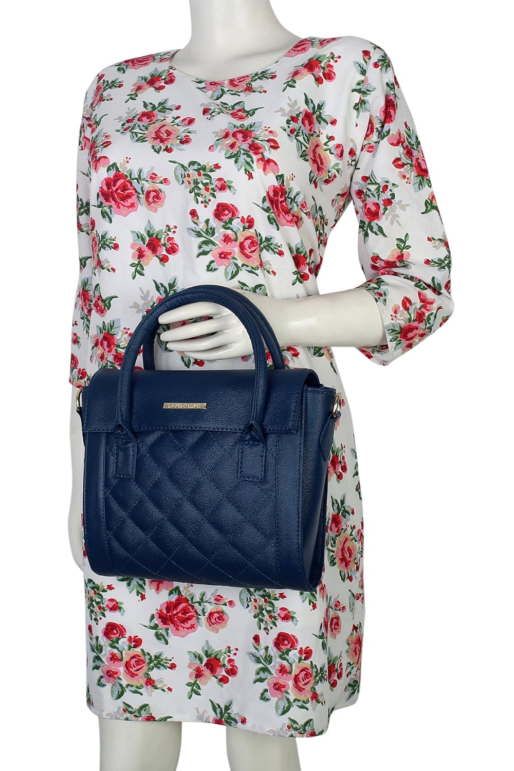 lapis o lupo women's pu handbag (blue, llhb0024bl)