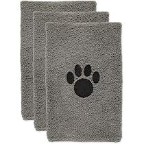 Bone Dry Pet Robe - Trellis Paw Print, Absorbent Microfiber Bath Robe For Dogs & Cats, X-Small, Gray