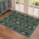 2x3 Floral Washable Area Rugs for Living Room, Vintage Boho Rug for Bedroom Dining Room， Distressed Botanical Birds Non Slip 