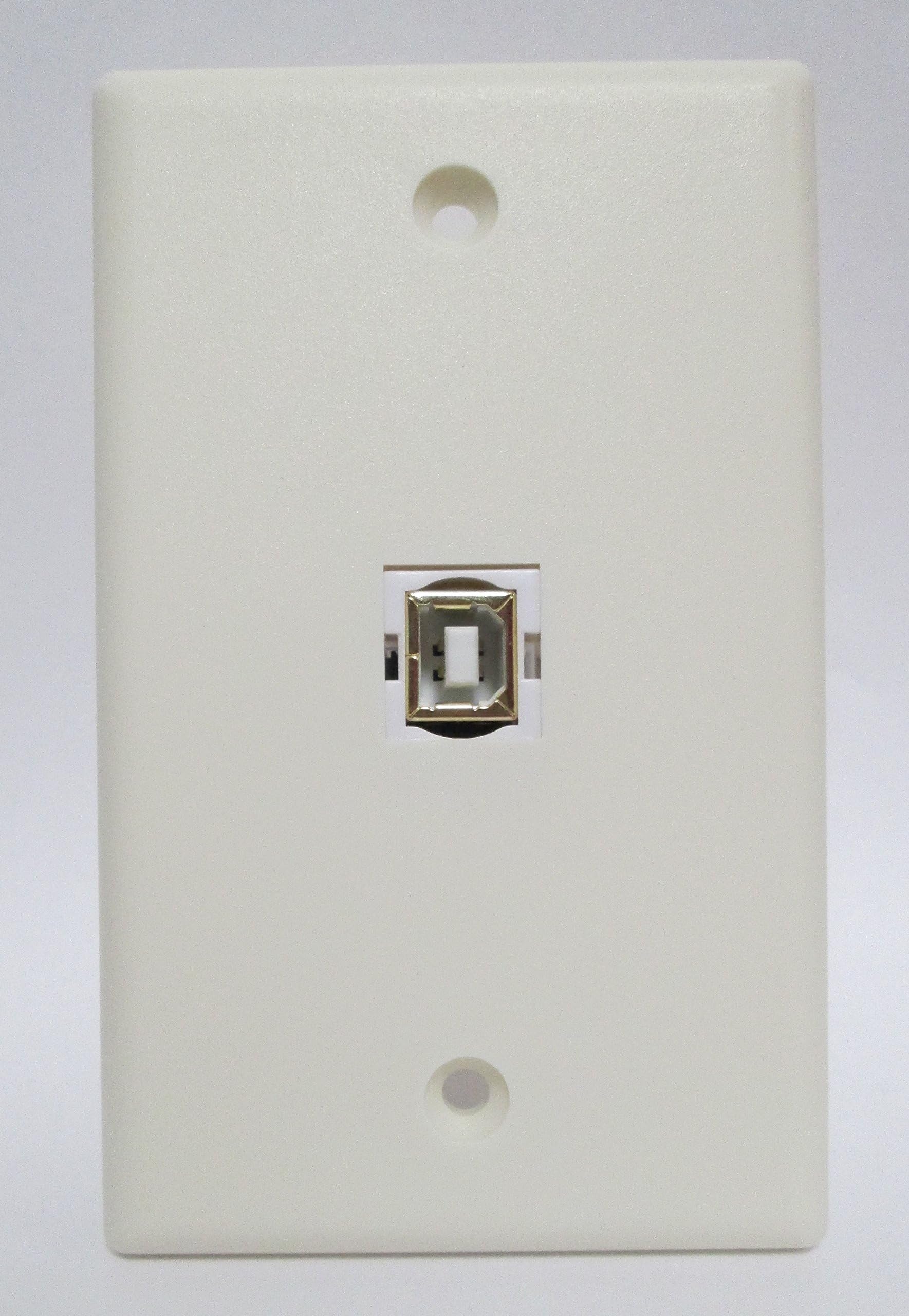 Nexhi One Port Keystone Jack-USB 2.0 B Female to B Female Coupler Adapter Flush Type with White Wall Plate
