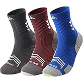 TENYSAF Compression Sport Running Socks: Athletic Crew Socks for Men Women Cycling Hiking Basketball Work,3 Pairs