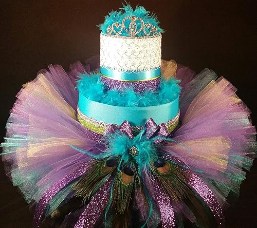 purple and teal baby shower cake