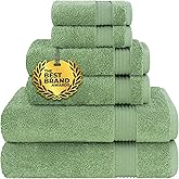 Cotton Paradise 6 Piece Towel Set 100% Cotton Soft Absorbent Turkish Towels for Bathroom 2 Bath Towels 2 Hand Towels 2 Washcloths Sage Green Towel Set