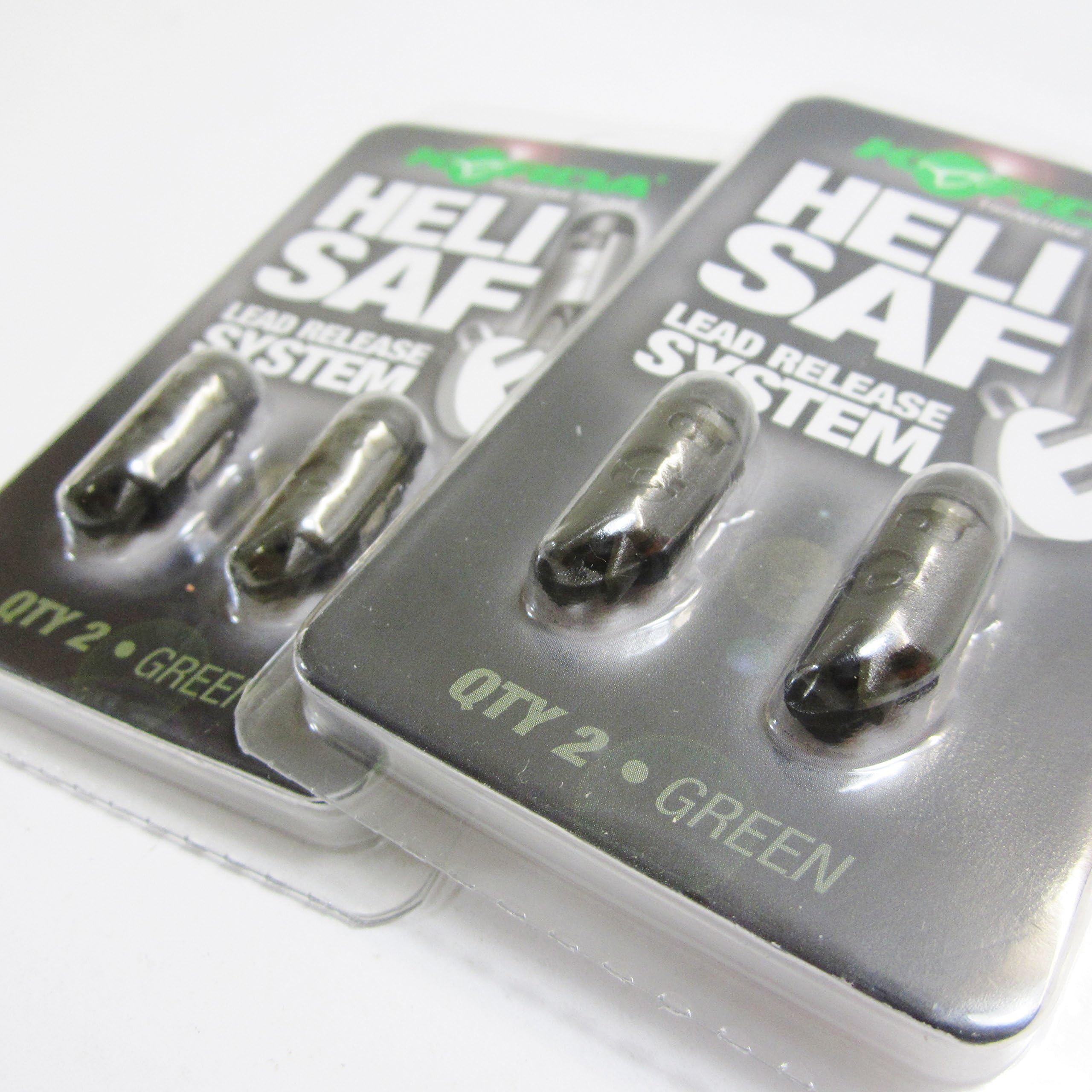 FTD - 4 (2 packs of 2) KORDA HELI SAFE Dropper Lead Release System (available in BROWN & GREEN) for Carp Fishing Rigs - Comes with 10 FTD Hooks to Nylon