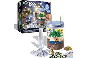 DISCOVERY KIDS Discovery #MINDBLOWN DIY Terrarium Grow Kit, Fast-Growing Indoor Mini Garden, Create A Living Ecosystem, Includes Sand, Seeds, Potting Mix, Stones and More