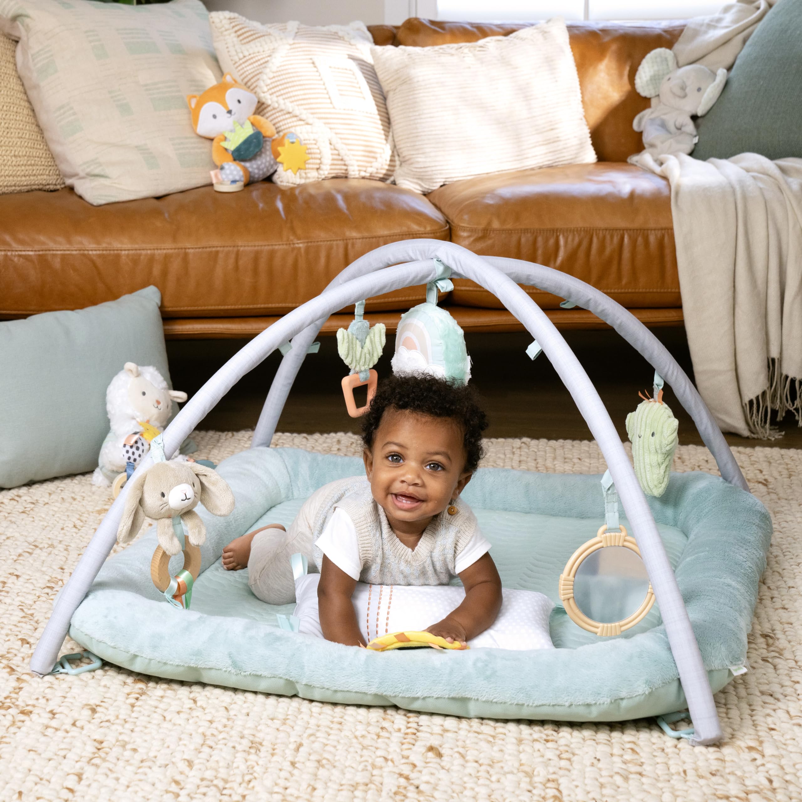 Ingenuity Calm Springs Plush Activity Pal BPA-Free Cloud Teether, Multi-Texture Fabrics, Sheppy
