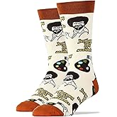 ooohyeah Men's Bob Ross Novelty Crew Cotton Socks, Funny Crazy Casual Dress Socks, Szie 8-13