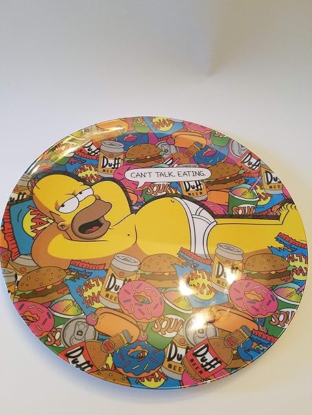 Collector S Plate Homer Simpson In His Underwear Relaxing Lots Junk Food Doughnuts Duff Beer Hamburger Etc Amazon Ca Home Kitchen