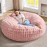 Hobestluk Bean Bag Chairs Beanbag Chair with Filler Adult Bean Bags with Fluffy & Machine Washable Cover, Giant Bean Bag Chairs for Aduts (Pink, 5FT-50" x 50" x 24")