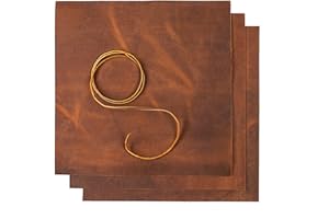 Wanderings Leather Sheets for Leatherworking - Three 12"x12", 30x30 cm Squares and One 36", 91cm Cord - Genuine Full Grain Bu