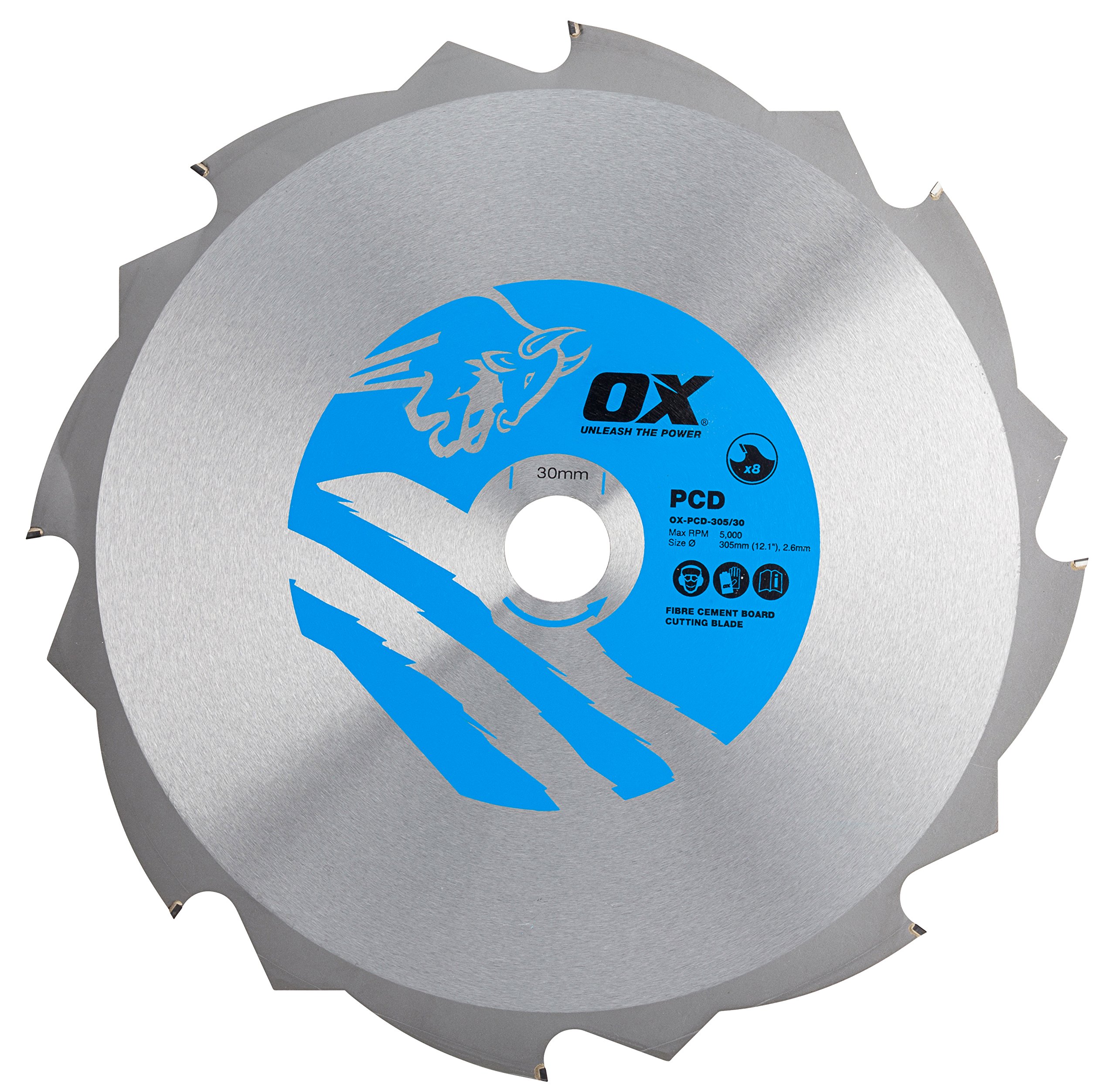 OX Fibre Cement Cutting Blade - 8 Teeth - 305/30mm