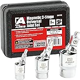 ARES 36006-3-Piece Magnetic 2-Stage Universal Joint Set – 2-Stage Design Changes Socket from Swivel to Fixed Position - 1/4-Inch, 3/8-Inch, and 1/2-Inch Drive – Magnet Tips for Use with Bolts