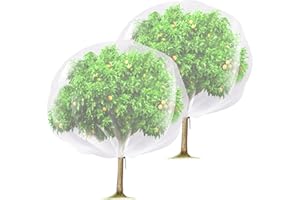 PURPLE STAR 1N 2 Pcs Fruit Tree Netting, 7 x 8 Ft Large Insect Bird Barrier Tree Net with Drawstring, Garden Bird Netting Plant Cover for Protect Plant Fruit Flower from Insect Bird