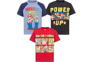 Super Mario Nintendo Boys 3 Pack T-Shirts Luigi Bowser Yoshi Toad Donkey Kong