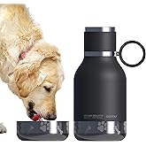 Asobu Buddy Bottle a Stainless Steel Insulated Water Bottle for with Removable Dog Water Bowl and Dog Food and Treat Storage Bowl (Black, 37 Oz Water Bottle with Bowl)