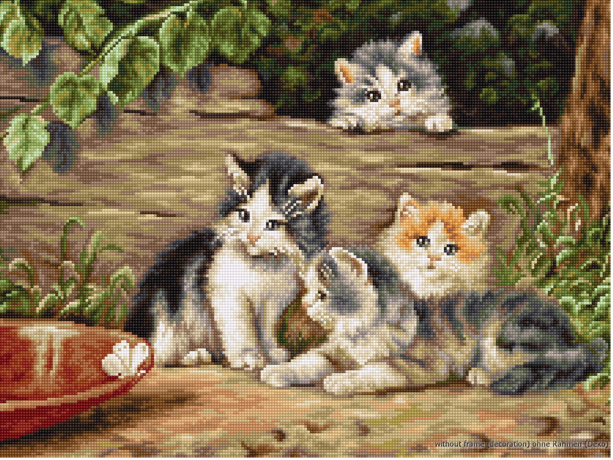 Luca-S B556 Cat Friends Cross Stitch Kit Cotton, Multicoloured, 36.5 x 28.5 cm