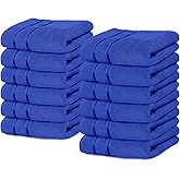 YRALY Luxury Wash Cloths 12 Pack |13x13 Inch | 600 GSM | 100% Ring Spun Cotton Washcloths for Body and Face – Soft and Absorbent Face Towels for Bathroom, Hotel, Spa, Gym (Royal Blue)