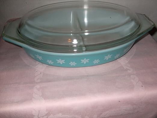 Amazon Com Vintage 1957 Pyrex Teal White Snowflake 1 1 2 Quart