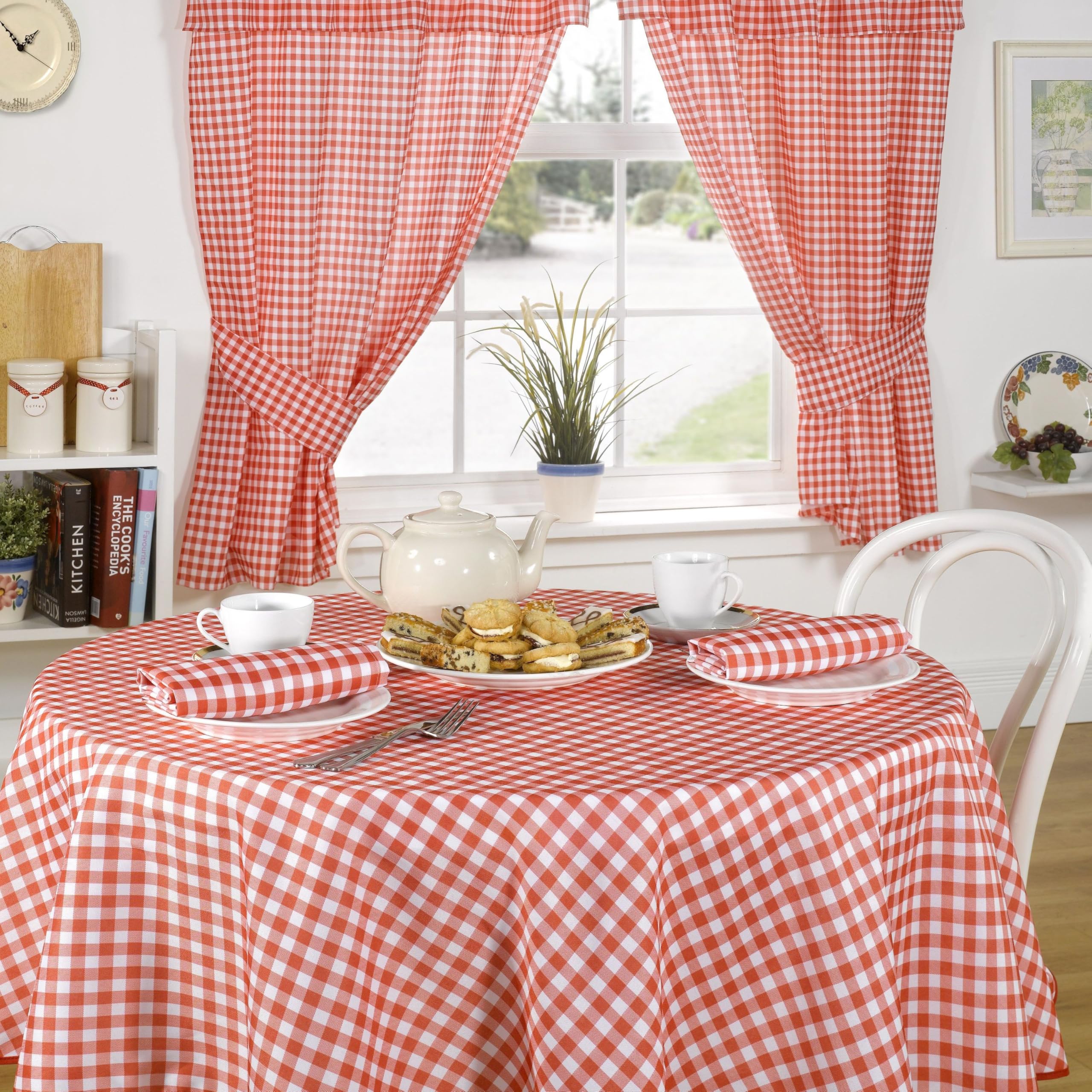 Emma Barclay Molly - Gingham Pencil Pleat Curtains With Pelmet Header in Red - Width 46 x Drop 54" (116 x 137cm) — image 1
