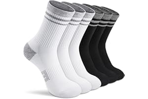 Gonii Women Athletic Crew Socks 5-6 Pairs - Comfort & Cushioned for Running, Hiking, Sports Arch Compression Socks