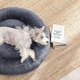 Feandrea Donut Dog Bed Camel Brown 70 cm Fluffy Plush Removable Cover view 2