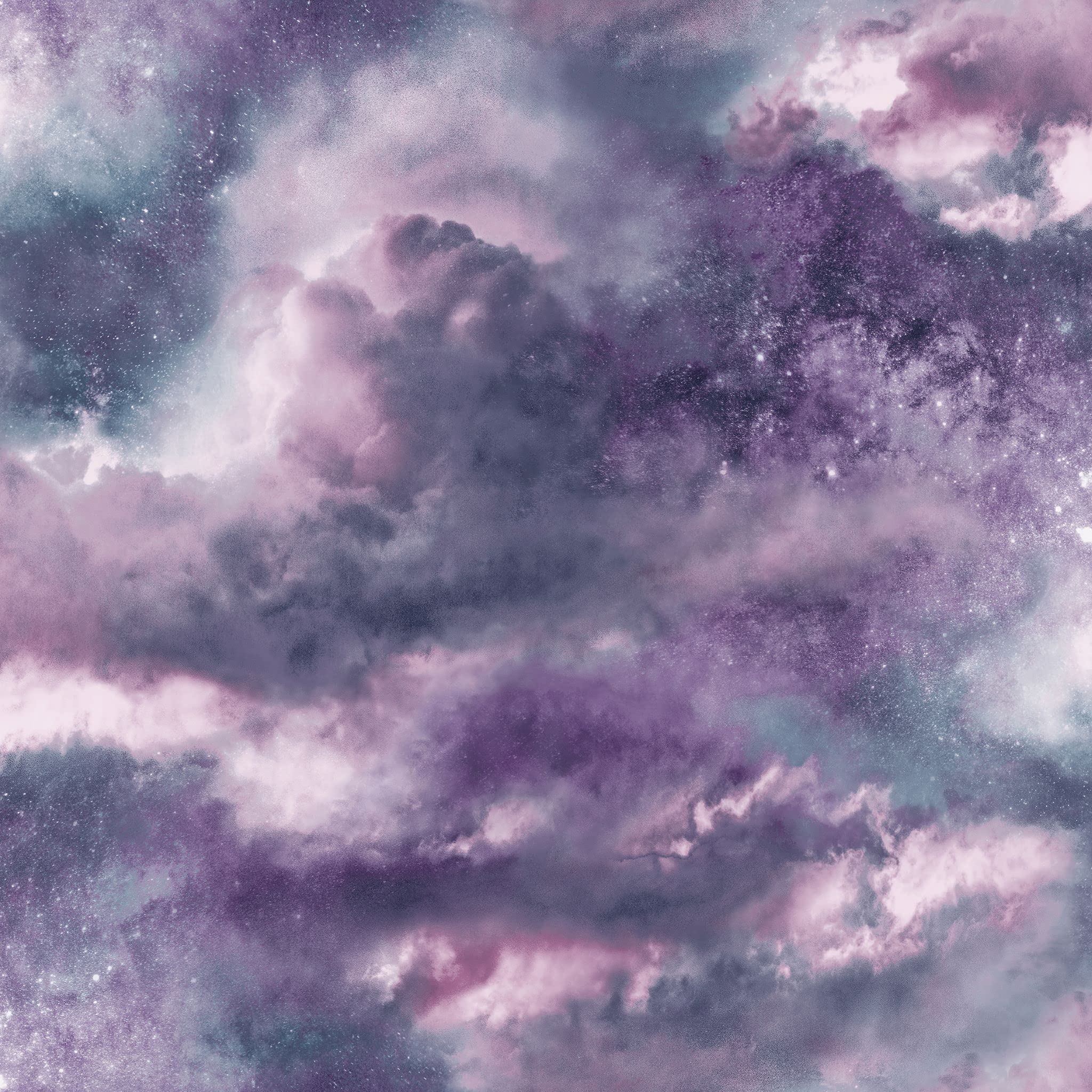 Arthouse Diamond Galaxy Purple Blush & Lilac Cloud Wallpaper - Create a Space or Mystical Theme - Embedded with Sparkling Glitter for Extra Effect - Fabulous Pasted on a Ceiling 260007