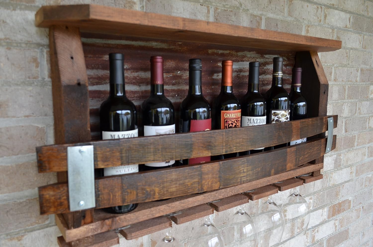 Amazon Com Wine Rack Barn Wood With Tin Backing Handmade
