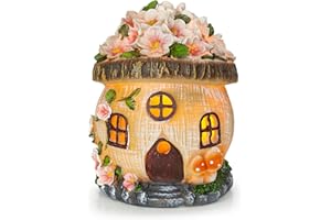 VP Home Gnome Fairy House Solar Light for Home and Outdoor Decor Gnome Home Solar Powered Flickering LED Garden Light Fairy House Backyard Halloween Decoration