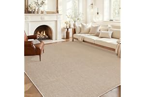 MilleLoom Modern Neutral Area Rug 5x7 Living Room Washable Rug with Non Slip Backing, Non Shedding & Stain Resistant Woven Te