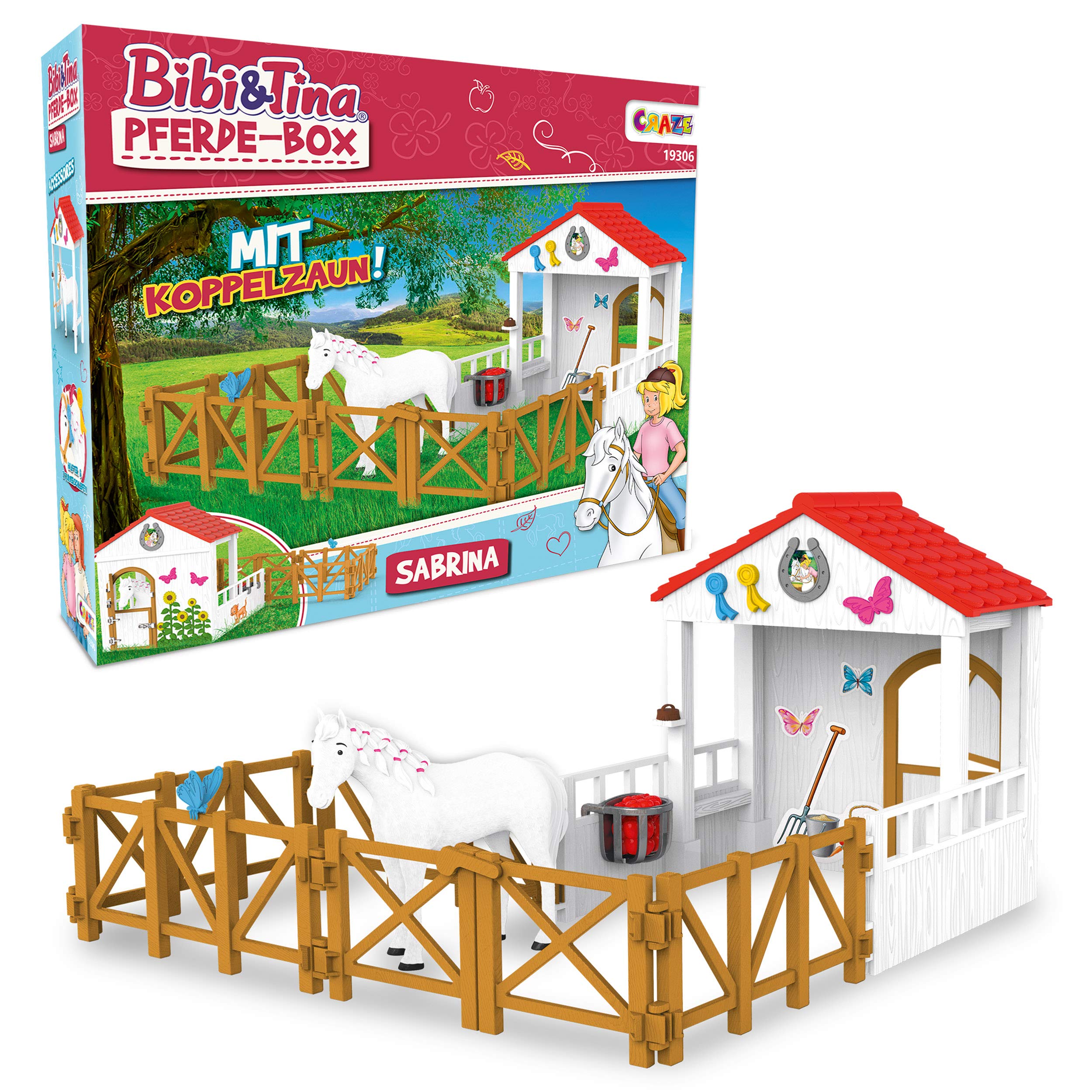 CRAZE Bibi and Tina 19306 Toy Horses Playset Horse Box Sabrina Horse Figures Including Accessories Farm Toy Horses Girl Gift — image 1