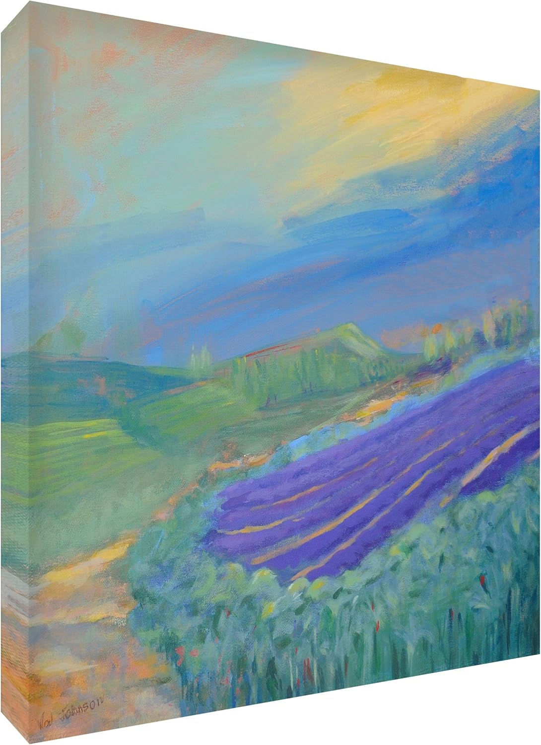 Feel Good Art Original Gallery Wrapped Box Canvas with Solid Front Panel (76 x 76 x 4 cm, X-Large, Lavender Fields)
