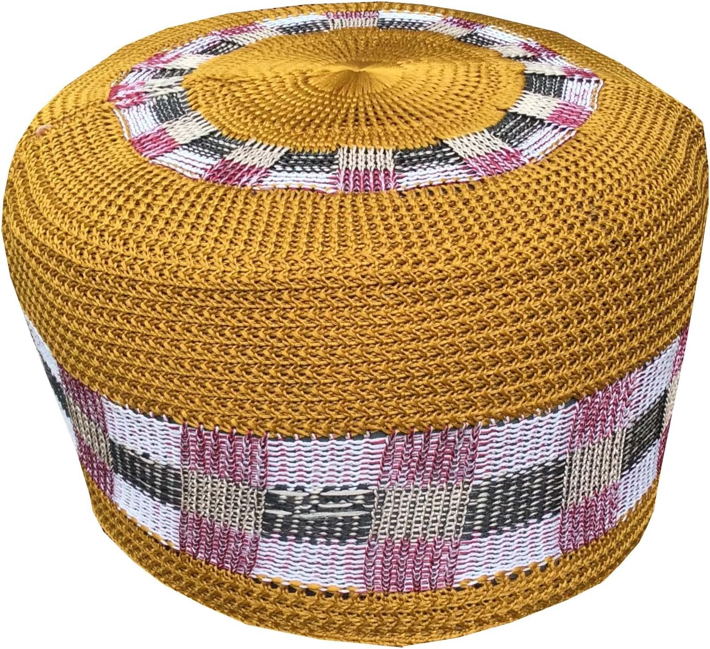 NDA Eid Koofi Muslim Men's Stretchable Kufi Turkey Deep Cut Prayer Cap Muslim Hat (Yellow)