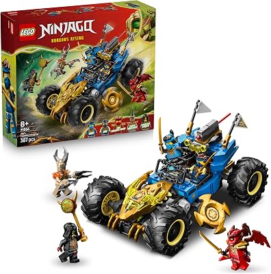 Ninjago 2en1 Coche Transformable de Jay - Camión con 5 Minifiguras Inc. Kai y NYA - Armas Ninja Inc. Shuriken, Espadas Catana de Juguete - Regalo para Niños de 8+ Años y Fans de la Serie - 71856
