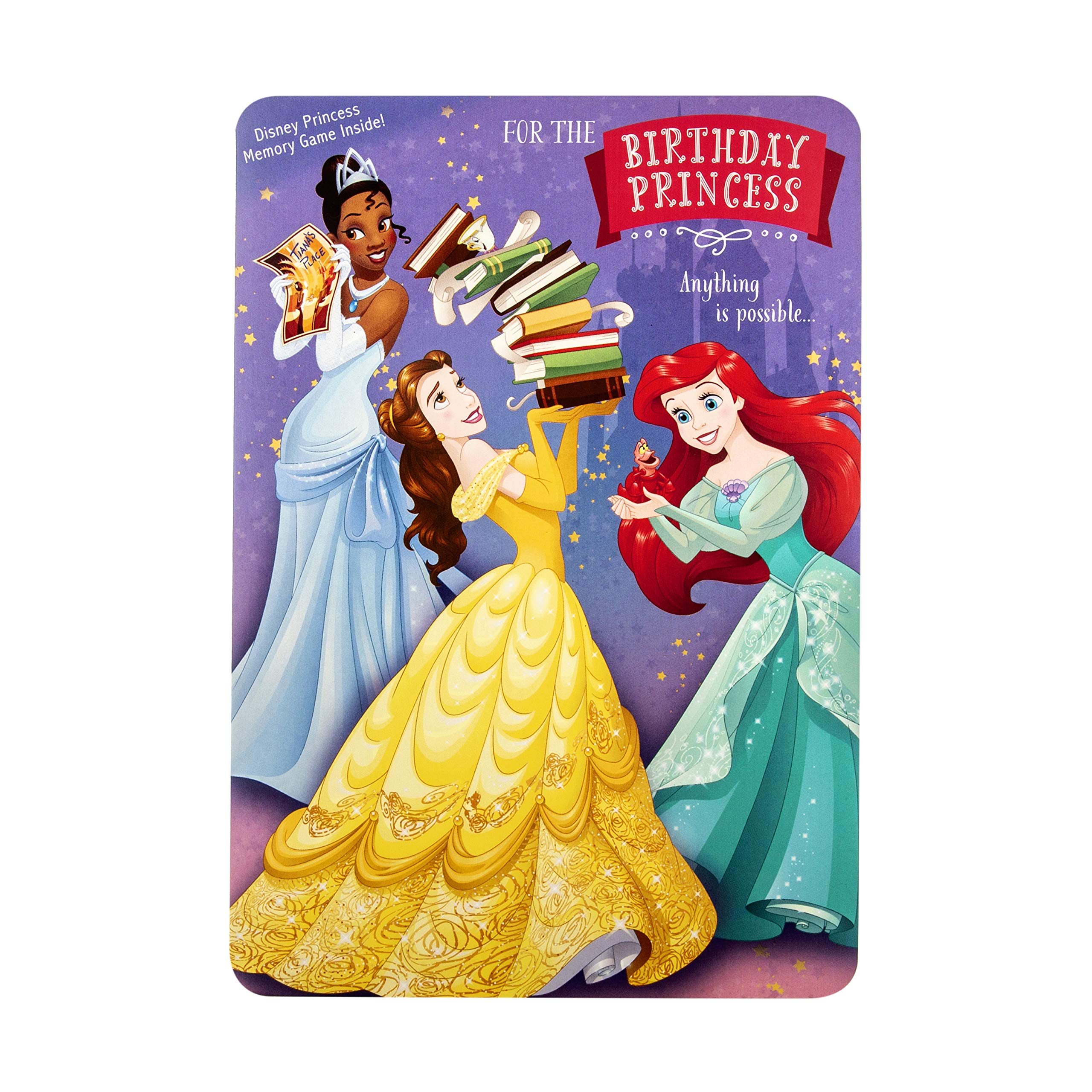 Hallmark Kids' Birthday Card and Memory Card Game - Disney Princess Design