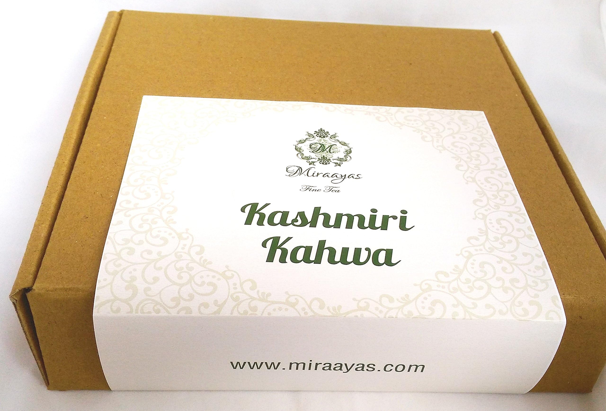 Miraayas Fine Tea Kashmiri Kahwa Single Estate Finest Quality Green Tea, Cinnamon, Cardamom, Rose & Almond Kahwa Is Traditionally Consumed In The Kashmir Valley - Truly A Celebratory Tea