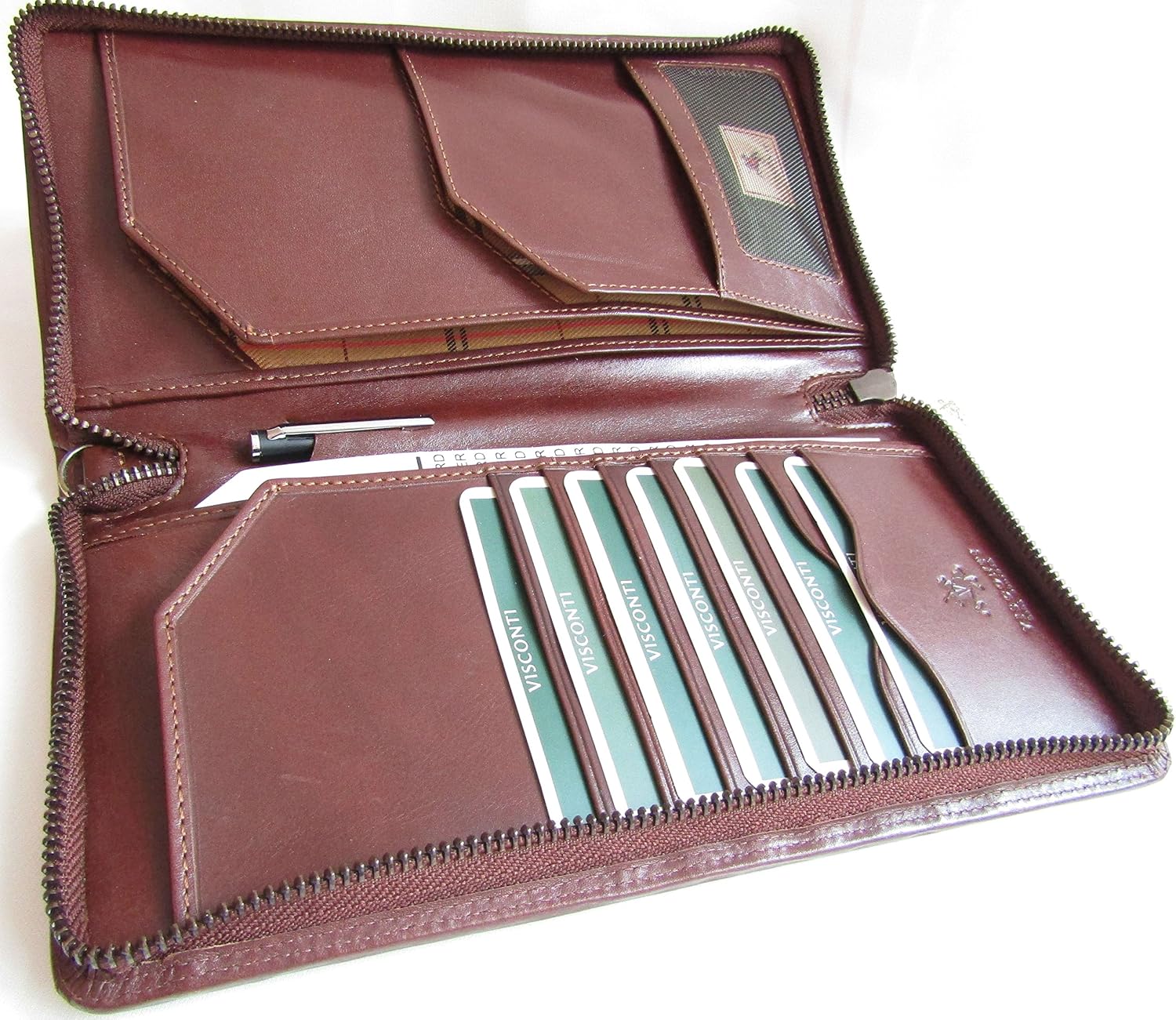 New Unisex Visconti Italian Style Leather Passport Travel Wallet Black or Brown Style MZ101 Monza Wing (Italian Brown) - Image 3