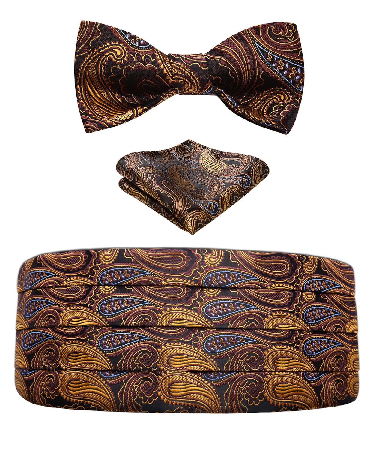 Mens Formal Cummerbund & Bowtie & Pocket Square SetVarious Colors and