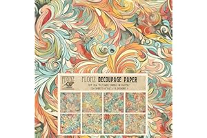 FLONZ Decoupage Paper Pack (24 Sheets 6"x6") Flowers Swirls in Pastel # Vintage Styled Pattern Paper for Decoupage, Craft and Scrapbooking