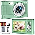 Upgrade Digital Camera, 56MP FHD 1080P Camera for Kids with 16x Zoom Anti Shake, Kid Camera with 32GB TF Card, Two Batteries, Lanyard, Compact Small Camera for Kids Boys Girls（Green）
