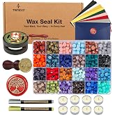 TRINIDa Wax Seal Kit, Premium Wax Seal Stamp Kit with 24 Colors 624 Pcs Beads, Metallic Pens, Warmer, Spoon and Tea Candles f
