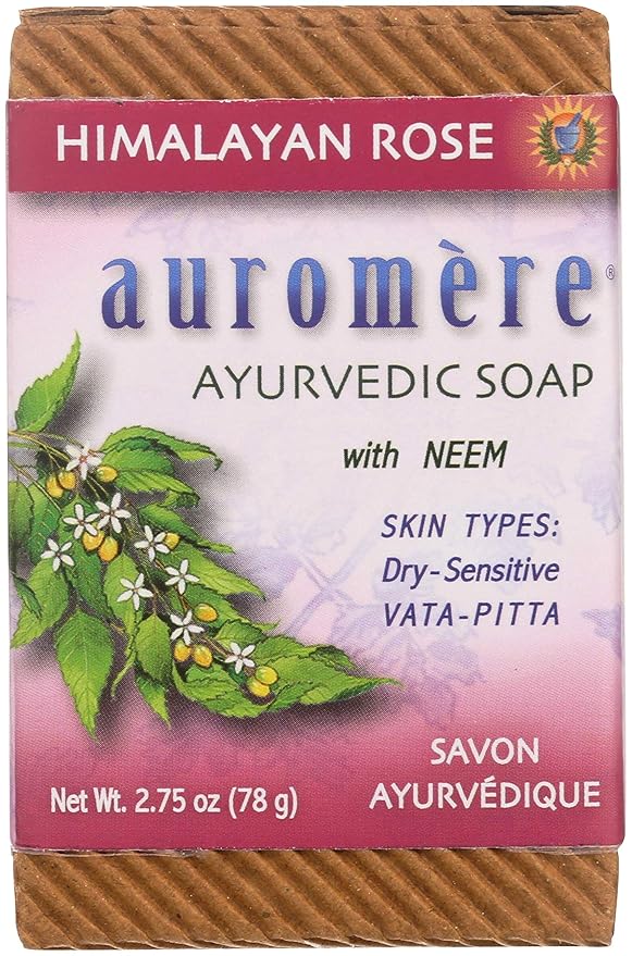 Ayurvedic bar soap, himalayan Rose, 2.75oz, auromere (027275400069)