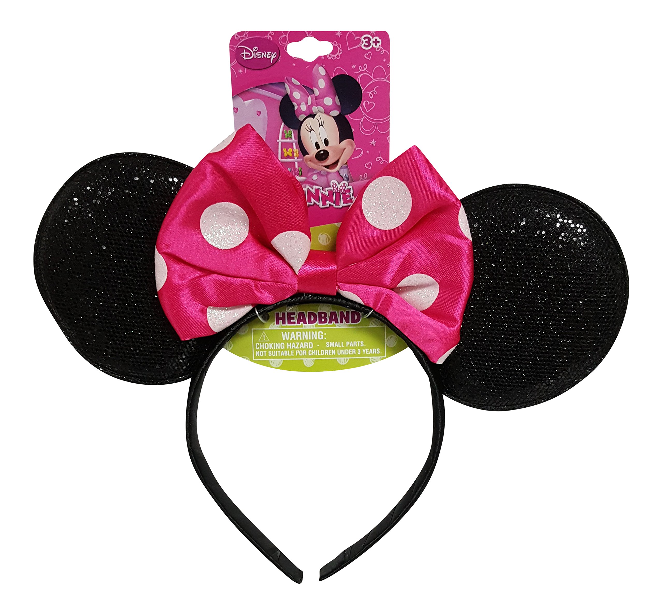 UPD Genuine Minnie Mouse Sparkled Ear Shaped Headband with Hot Pink Bow Disney Official Licensed (1 piece)