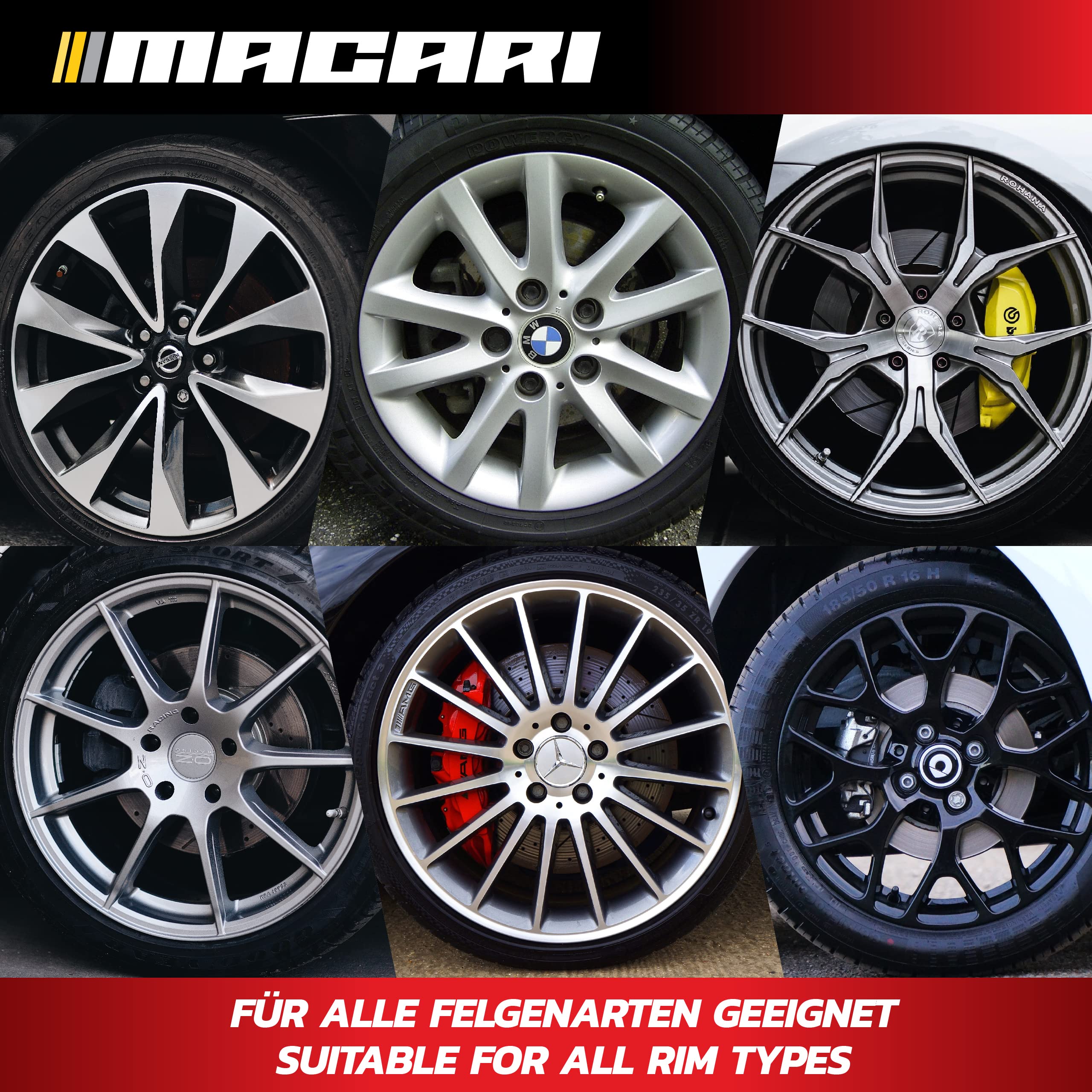 Macari EXTRA DÜNNE Premium Microfaser Auto Felgenbürste für Alufelgen Extra schonende Felgenreiniger Bürste Optimale kratzfreie Felgenpflege, Felgenschrubber, Felgen Reinigung für alle Felgentypen 6